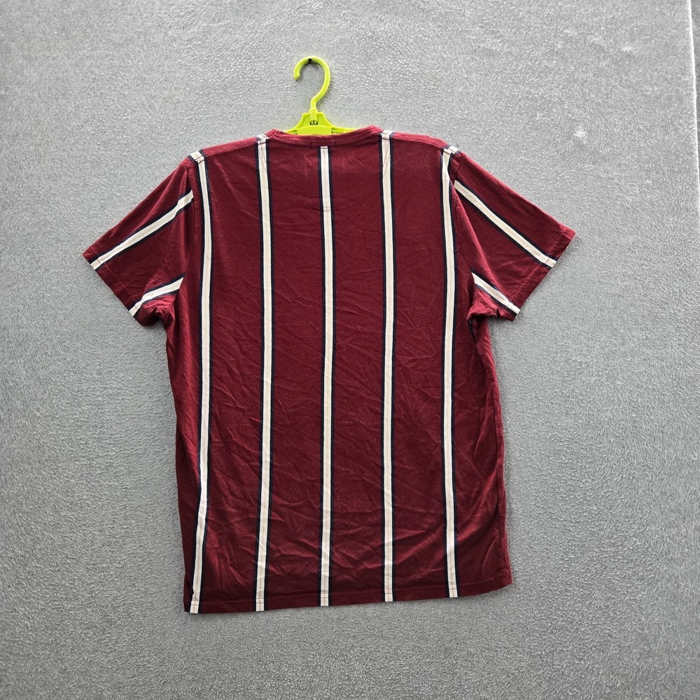 Hollister Men Shirt L Red Striped Hollister Spellout Logo Short Sleeve Embroider - Picture 3 of 9